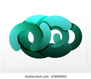 Circle geometric abstract background, colorful business or technology design for web. Paper round shapes - rings, geometric 3d style texture, banner