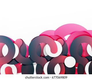 Circle geometric abstract background, colorful business or technology design for web. Paper round shapes - rings, geometric 3d style texture, banner
