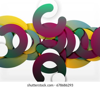 Antecedentes abstractos geométricos en círculo, negocios coloridos o diseño tecnológico para la web. Formas redondeadas de papel - anillos, textura geométrica de estilo 3d, pancarta