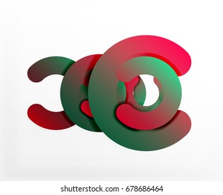 Circle geometric abstract background, colorful business or technology design for web. Paper round shapes - rings, geometric 3d style texture, banner