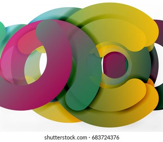Antecedentes abstractos geométricos en círculo, negocios coloridos o diseño tecnológico para la web. Formas redondeadas de papel - anillos, textura geométrica de estilo 3d, pancarta