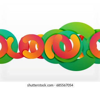 Circle geometric abstract background, colorful business or technology design for web. Paper round shapes - rings, geometric 3d style texture, banner