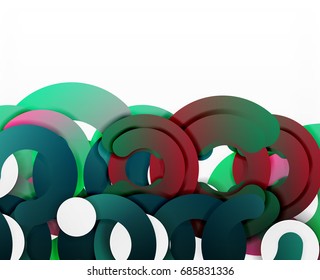 Circle geometric abstract background, colorful business or technology design for web. Paper round shapes - rings, geometric 3d style texture, banner