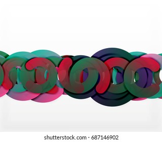 Circle geometric abstract background, colorful business or technology design for web. Paper round shapes - rings, geometric 3d style texture, banner