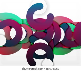 Antecedentes abstractos geométricos en círculo, negocios coloridos o diseño tecnológico para la web. Formas redondeadas de papel - anillos, textura geométrica de estilo 3d, pancarta