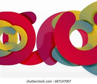 Circle geometric abstract background, colorful business or technology design for web. Paper round shapes - rings, geometric 3d style texture, banner