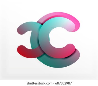 Circle geometric abstract background, colorful business or technology design for web. Paper round shapes - rings, geometric 3d style texture, banner