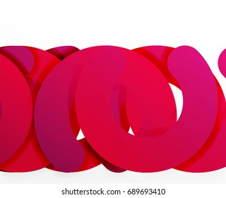 Circle geometric abstract background, colorful business or technology design for web. Paper round shapes - rings, geometric 3d style texture, banner