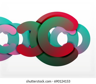Circle geometric abstract background, colorful business or technology design for web. Paper round shapes - rings, geometric 3d style texture, banner