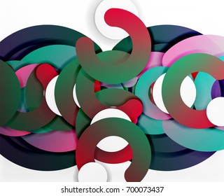 Antecedentes abstractos geométricos en círculo, negocios coloridos o diseño tecnológico para la web. Formas redondeadas de papel - anillos, textura geométrica de estilo 3d, pancarta