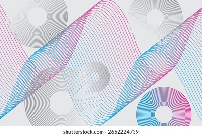 Circle geometric abstract background overlap layer on bright space with lines effect decoration. Modern graphic design element circles style concept for banner, modern vector arts