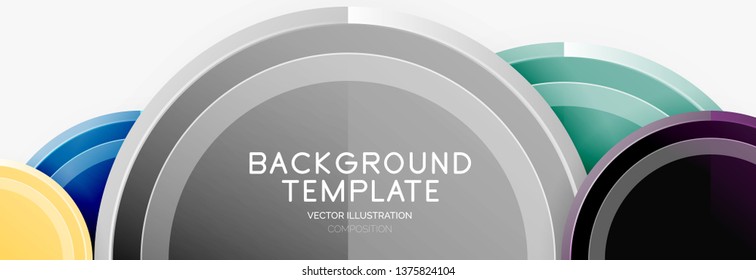 Circle geometric abstract background template for web banner, business presentation, branding, wallpaper. Vector design