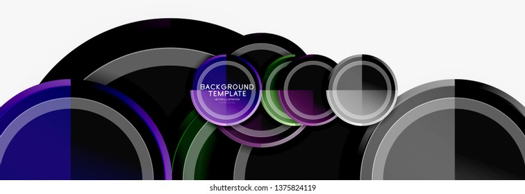 Circle geometric abstract background template for web banner, business presentation, branding, wallpaper. Vector design