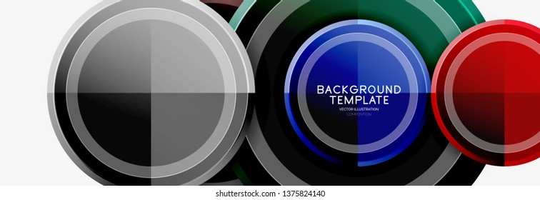Circle geometric abstract background template for web banner, business presentation, branding, wallpaper. Vector design