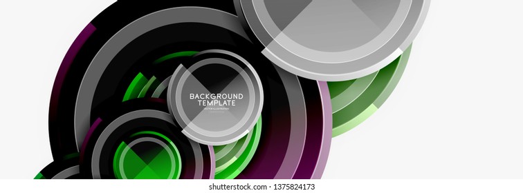 Circle geometric abstract background template for web banner, business presentation, branding, wallpaper. Vector design