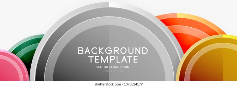 Circle geometric abstract background template for web banner, business presentation, branding, wallpaper. Vector design
