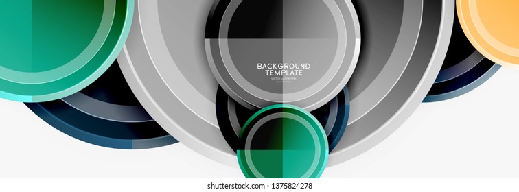 Circle geometric abstract background template for web banner, business presentation, branding, wallpaper. Vector design