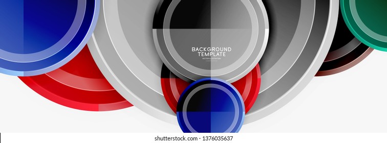 Circle geometric abstract background template for web banner, business presentation, branding, wallpaper. Vector design