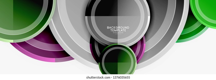 Circle geometric abstract background template for web banner, business presentation, branding, wallpaper. Vector design