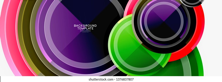Plantilla de fondo abstracto geométrico circular para banner web, presentación de negocios, marca, fondo de pantalla. Diseño de vectores