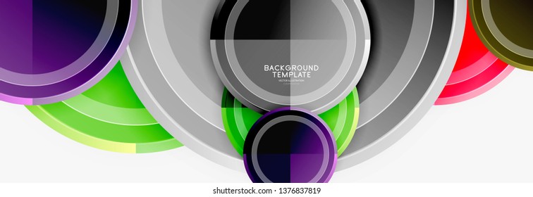 Circle geometric abstract background template for web banner, business presentation, branding, wallpaper. Vector design