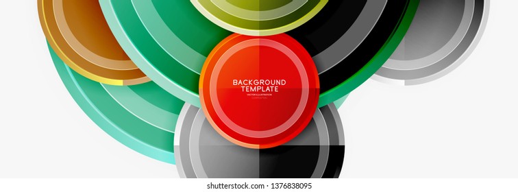 Circle geometric abstract background template for web banner, business presentation, branding, wallpaper. Vector design