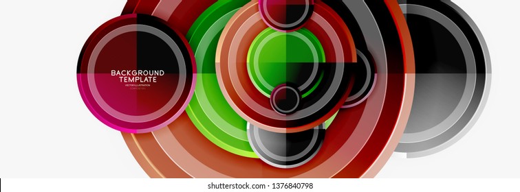 Circle geometric abstract background template for web banner, business presentation, branding, wallpaper. Vector design