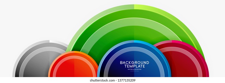 Circle geometric abstract background template for web banner, business presentation, branding, wallpaper. Vector design