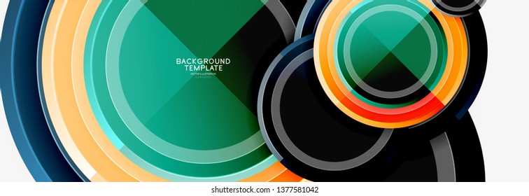 Circle geometric abstract background template for web banner, business presentation, branding, wallpaper. Vector design
