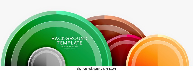 Circle geometric abstract background template for web banner, business presentation, branding, wallpaper. Vector design