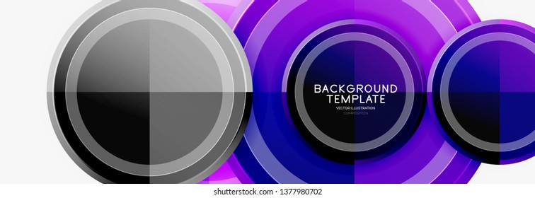 Circle geometric abstract background template for web banner, business presentation, branding, wallpaper. Vector design