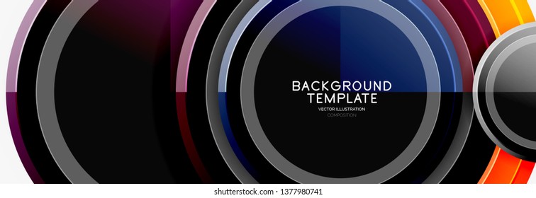 Circle geometric abstract background template for web banner, business presentation, branding, wallpaper. Vector design