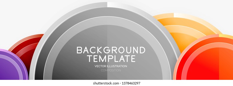 Circle geometric abstract background template for web banner, business presentation, branding, wallpaper. Vector design