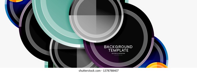 Plantilla de fondo abstracto geométrico circular para banner web, presentación de negocios, marca, fondo de pantalla. Diseño de vectores