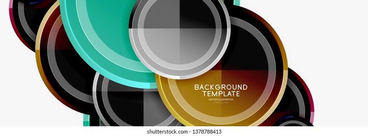 Circle geometric abstract background template for web banner, business presentation, branding, wallpaper. Vector design