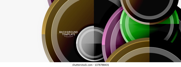 Circle geometric abstract background template for web banner, business presentation, branding, wallpaper. Vector design