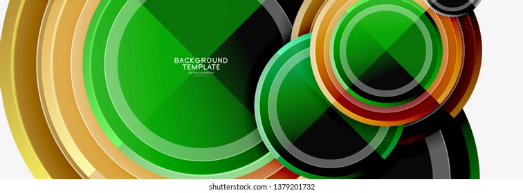 Circle geometric abstract background template for web banner, business presentation, branding, wallpaper. Vector design