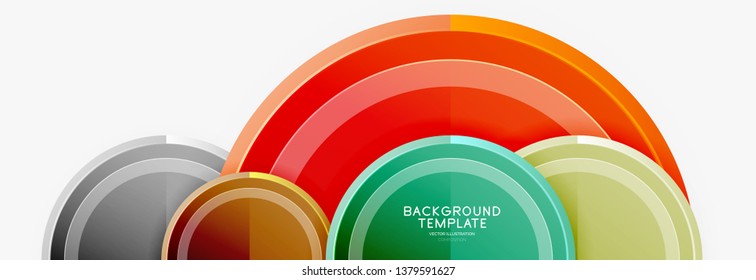Circle geometric abstract background template for web banner, business presentation, branding, wallpaper. Vector design