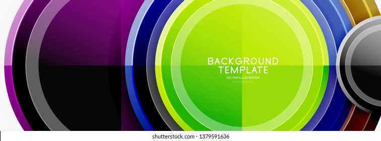Circle geometric abstract background template for web banner, business presentation, branding, wallpaper. Vector design