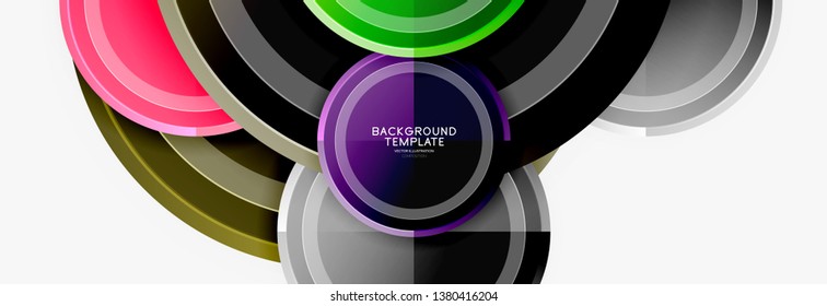 Circle geometric abstract background template for web banner, business presentation, branding, wallpaper. Vector design