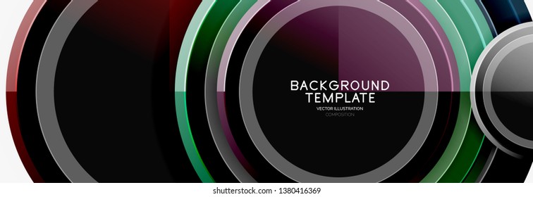 Circle geometric abstract background template for web banner, business presentation, branding, wallpaper. Vector design