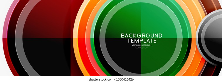 Circle geometric abstract background template for web banner, business presentation, branding, wallpaper. Vector design