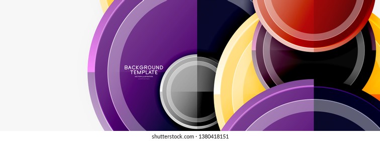 Circle geometric abstract background template for web banner, business presentation, branding, wallpaper. Vector design
