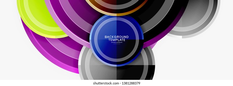 Circle geometric abstract background template for web banner, business presentation, branding, wallpaper. Vector design