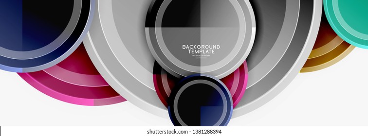 Circle geometric abstract background template for web banner, business presentation, branding, wallpaper. Vector design