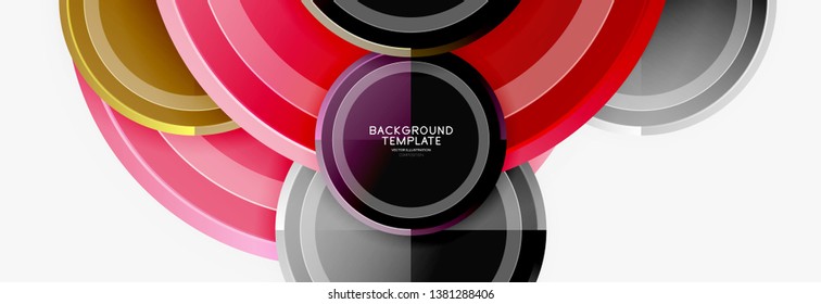Circle geometric abstract background template for web banner, business presentation, branding, wallpaper. Vector design