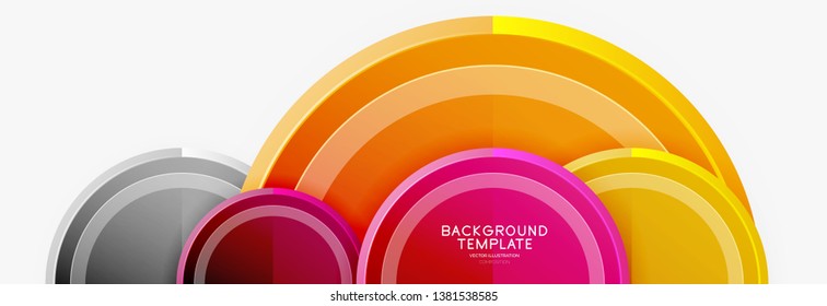 Circle geometric abstract background template for web banner, business presentation, branding, wallpaper. Vector design
