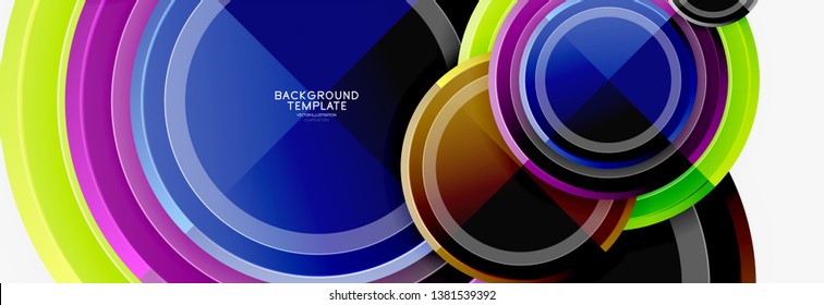 Circle geometric abstract background template for web banner, business presentation, branding, wallpaper. Vector design