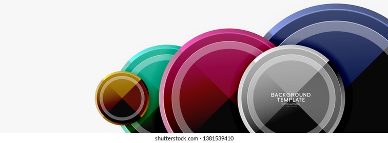 Circle geometric abstract background template for web banner, business presentation, branding, wallpaper. Vector design
