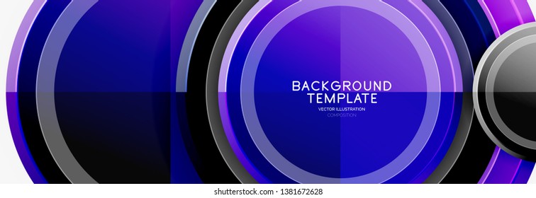 Circle geometric abstract background template for web banner, business presentation, branding, wallpaper. Vector design